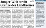 WLZ: Junger Wolf streift Grenze des Landkreises